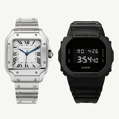 SANTOS SILVER & GSHOCK NEGRO  MATE | ELEGANTE + INDESTRUCTIBLE