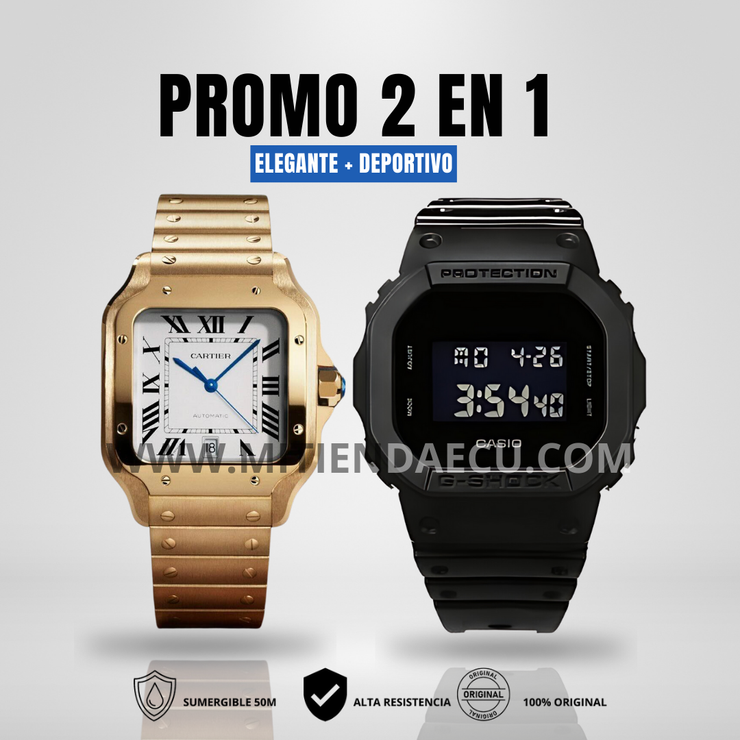 SANTOS GOLD & GSHOCK NEGRO MATE  | ELEGANTE + INDESTRUCTIBLE