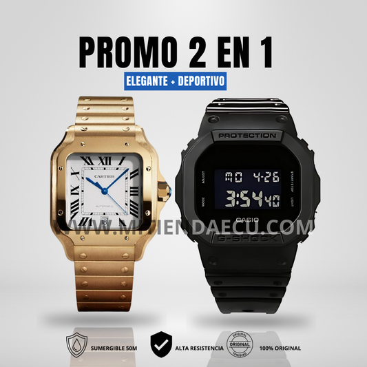 SANTOS GOLD & GSHOCK NEGRO MATE  | ELEGANTE + INDESTRUCTIBLE