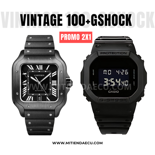 CARTIER VINTAGE SANTOS 100 + CASIO GSHOCK 5600BB | ALL BLACK MATE