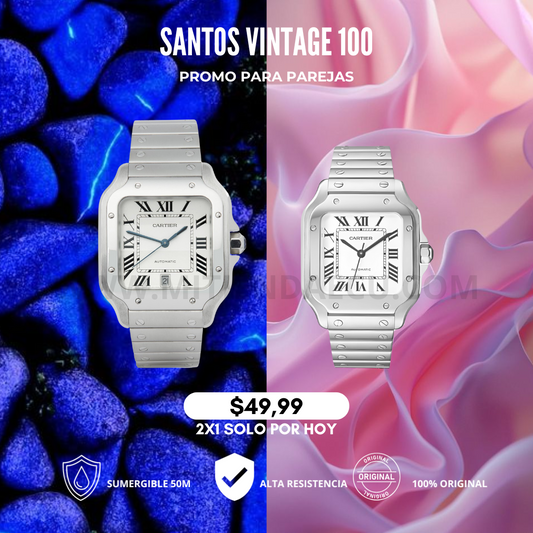 CARTIER SANTOS 100 | VINTAGE SILVER PARA PAREJAS